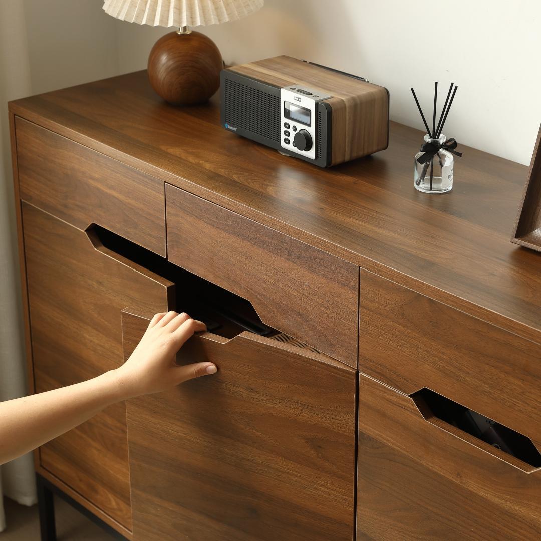 赤字！キャビネット 木製 収納棚サイドボード【幅118cm】BROWN