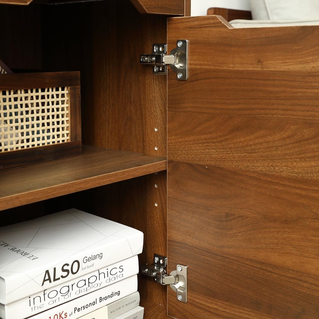 赤字！キャビネット 木製 収納棚サイドボード【幅118cm】BROWN