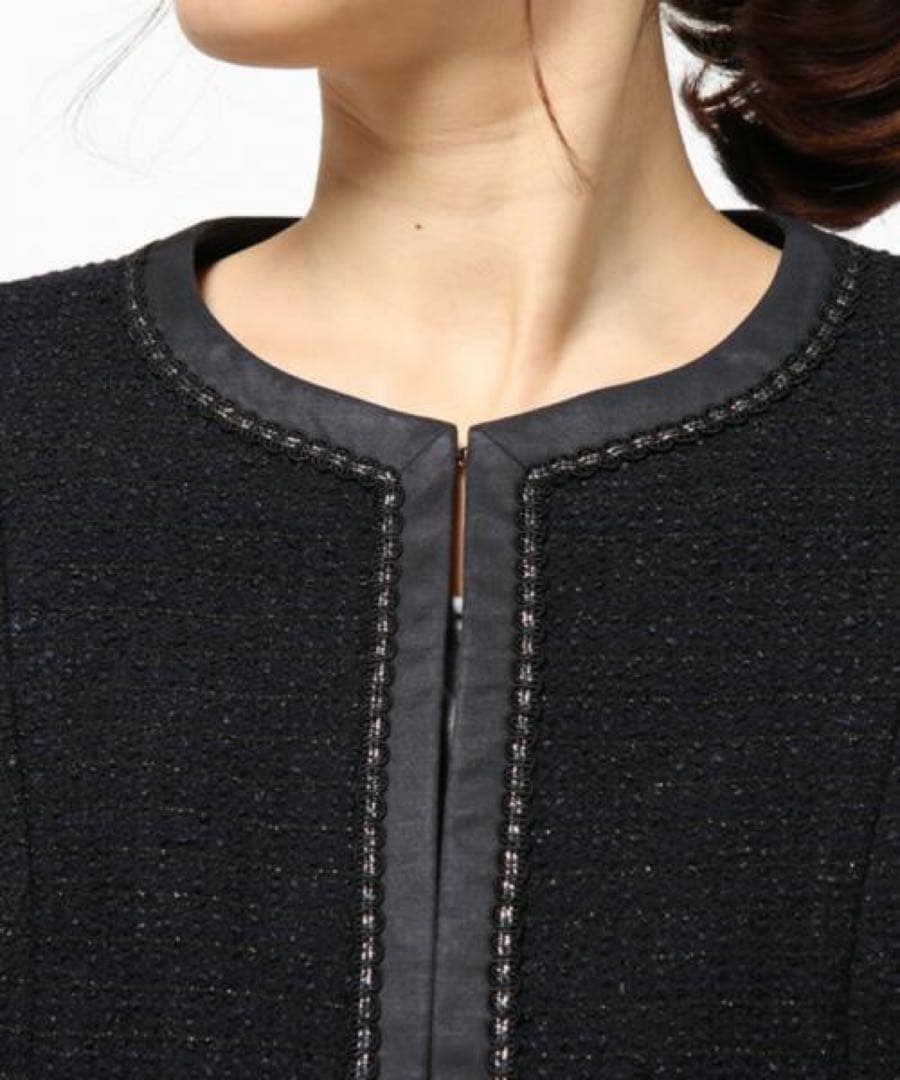 23区 ボーダーカラミツイードジャケット ブラック オンワード樫山 48 XL〜