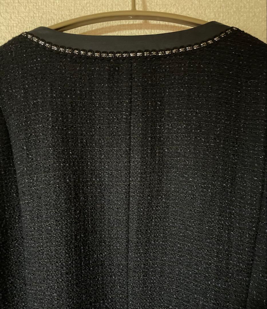 23区 ボーダーカラミツイードジャケット ブラック オンワード樫山 48 XL〜