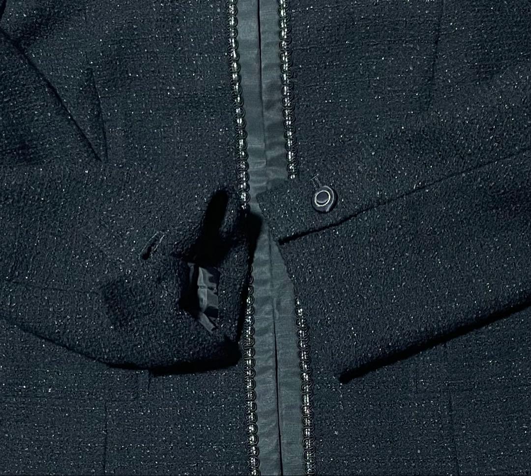 23区 ボーダーカラミツイードジャケット ブラック オンワード樫山 48 XL〜