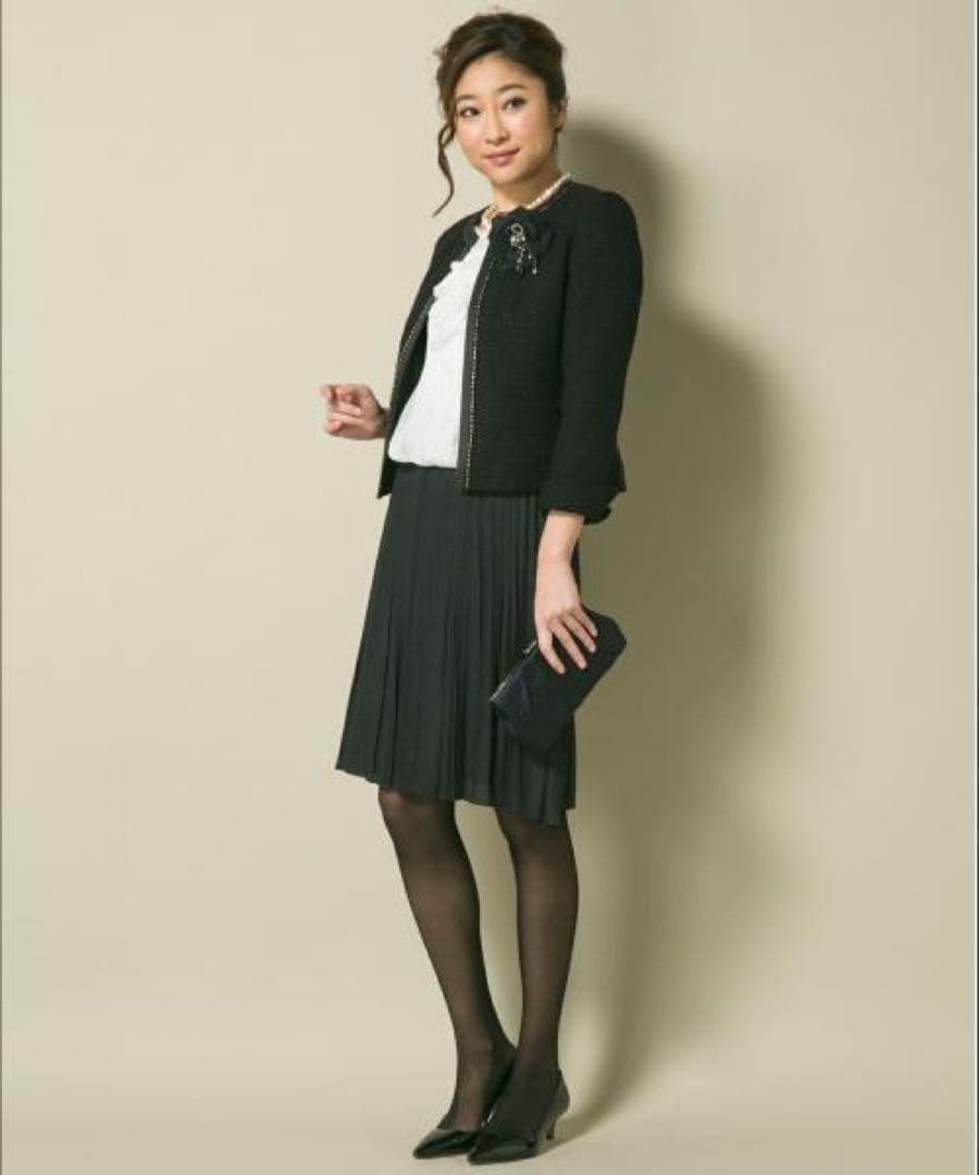 23区 ボーダーカラミツイードジャケット ブラック オンワード樫山 48 XL〜