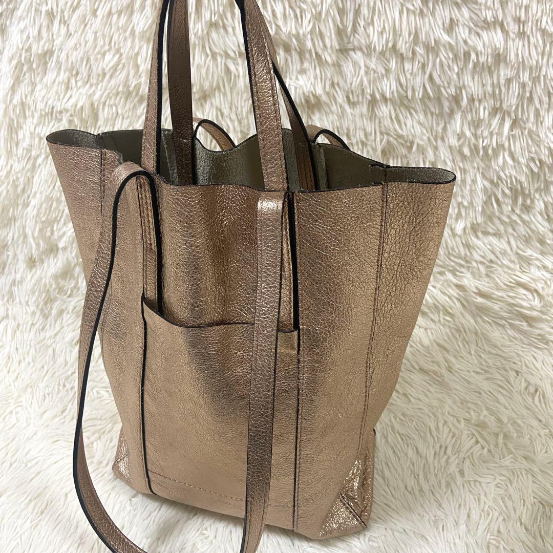 希少　GIANNI CHIARINI トートバッグ　ショルダーバッグ　ゴールド