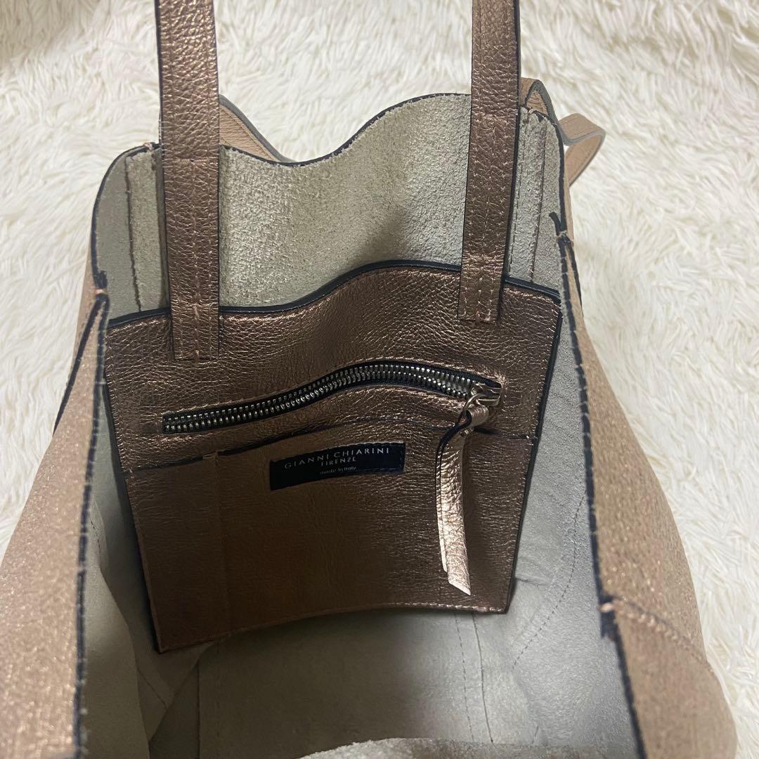 希少　GIANNI CHIARINI トートバッグ　ショルダーバッグ　ゴールド