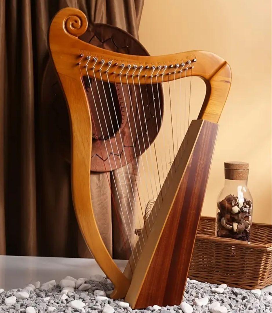 【新春特価】19弦ハープ 木製 弦楽器 インテリア 撮影小道具