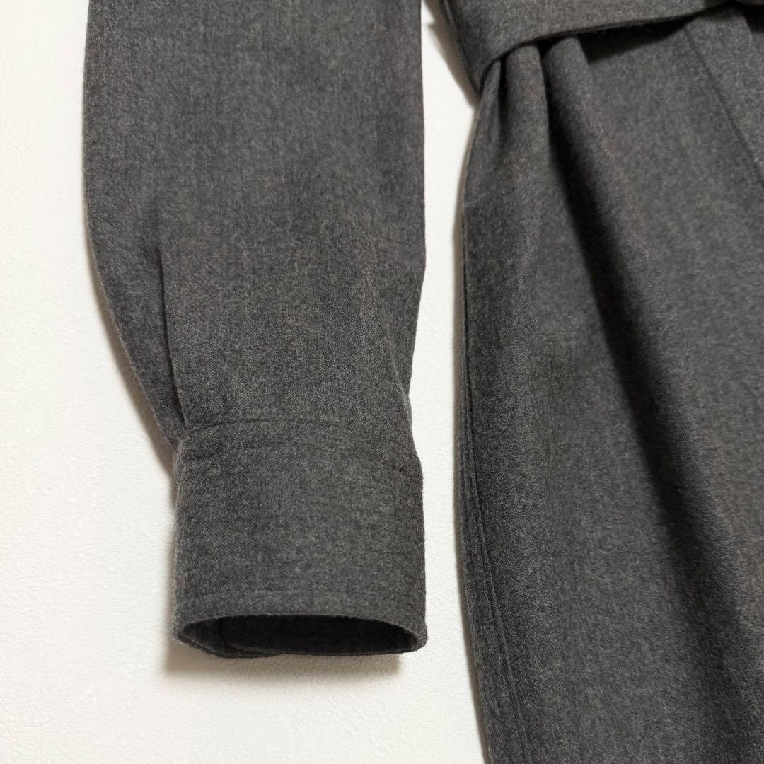 美品　ポロラルフローレン　シャツワンピース　ベルト　ウール100%　グレー　4