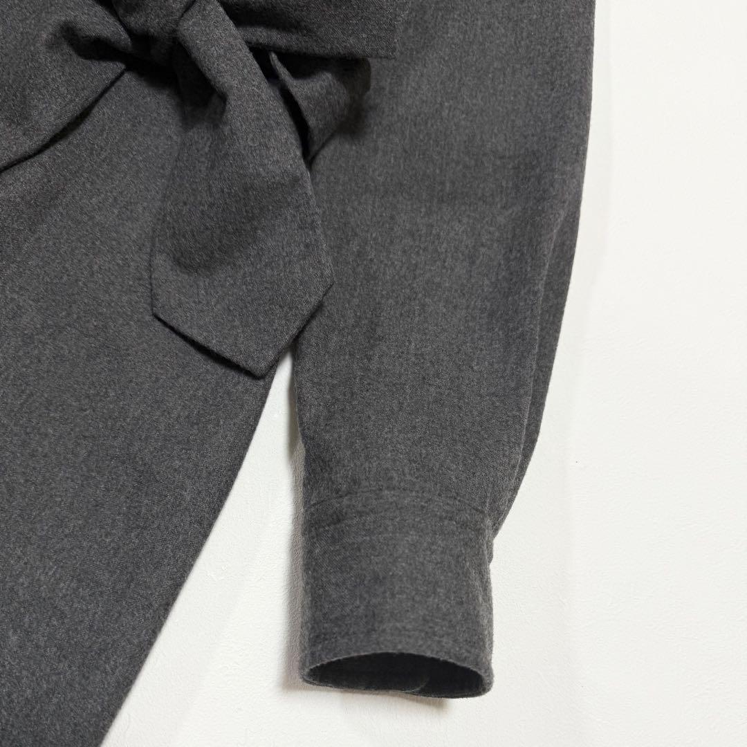 美品　ポロラルフローレン　シャツワンピース　ベルト　ウール100%　グレー　4