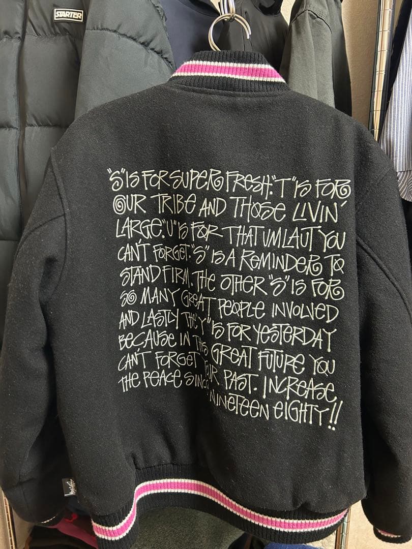 ジャケット・アウター stussy s talk melton varsity jacket
