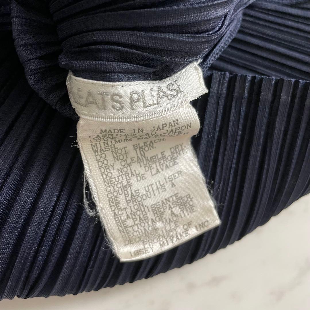 プリーツプリーズ イッセイミヤケ 長袖カットソー トップス ハイネック ネイビー