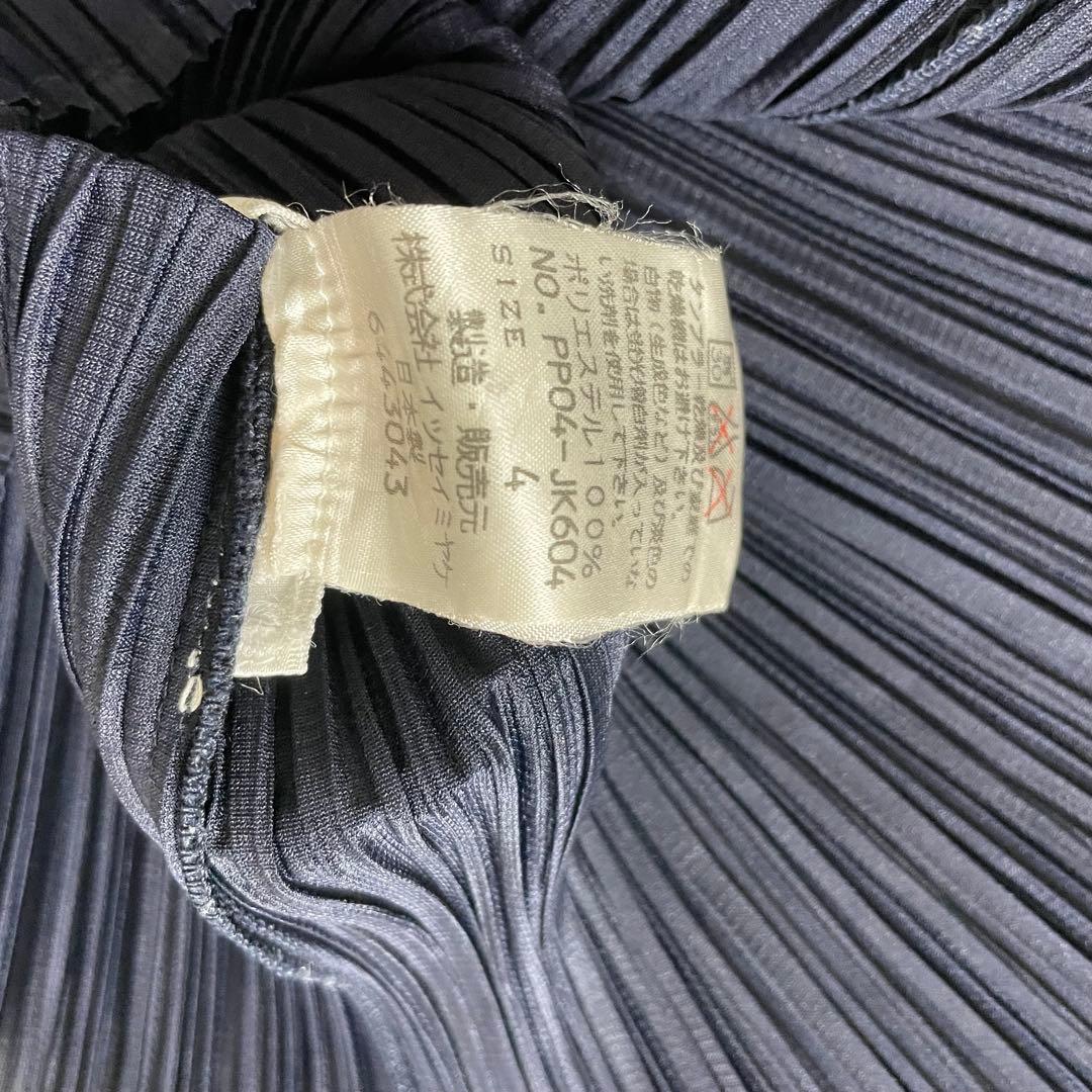 プリーツプリーズ イッセイミヤケ 長袖カットソー トップス ハイネック ネイビー