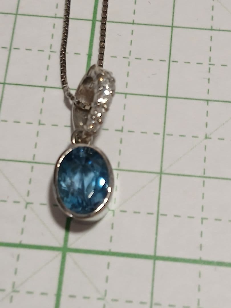 高級未使用アクアマリン0.98ct、ダイヤ0.15ct刻印プラチナペンダント