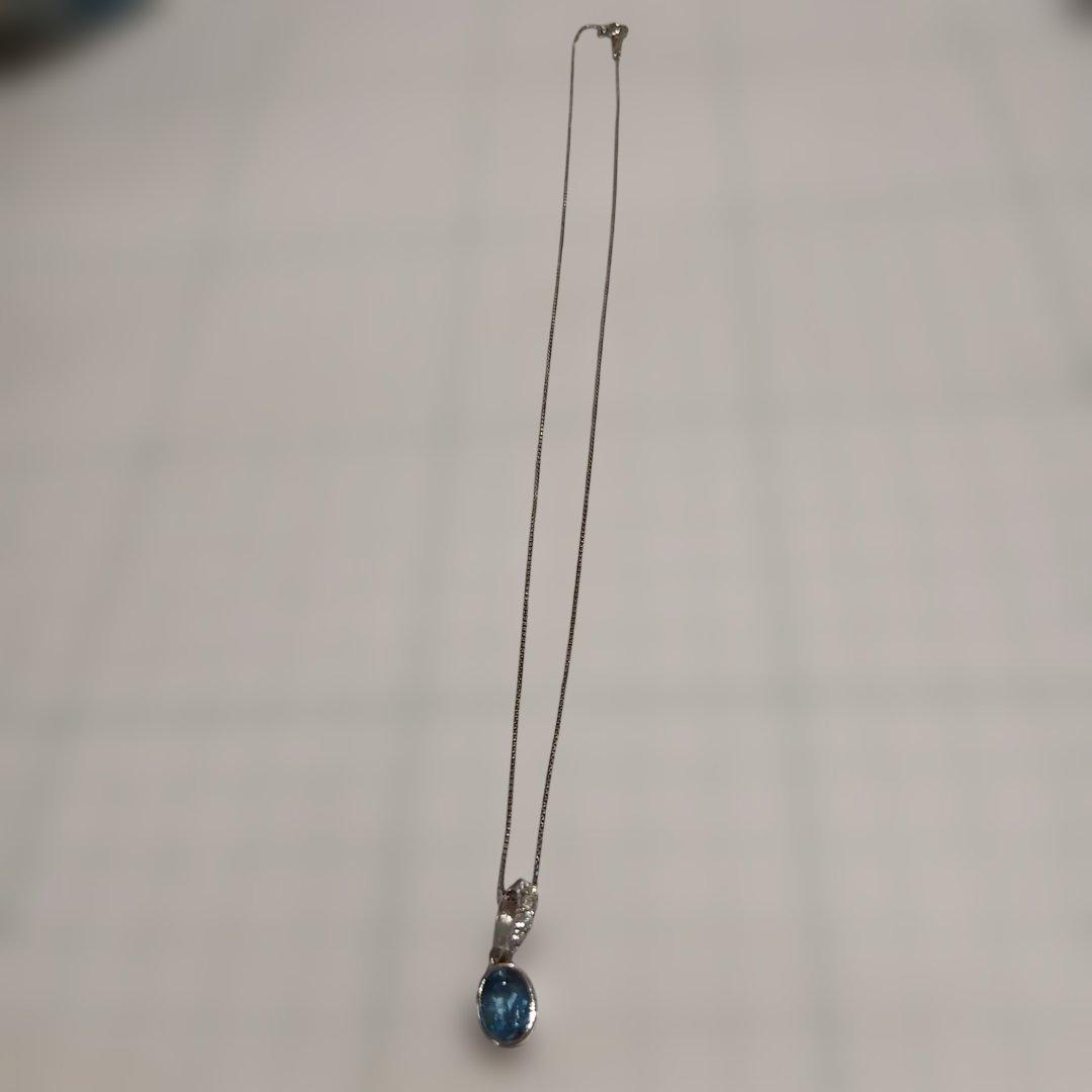 高級未使用アクアマリン0.98ct、ダイヤ0.15ct刻印プラチナペンダント