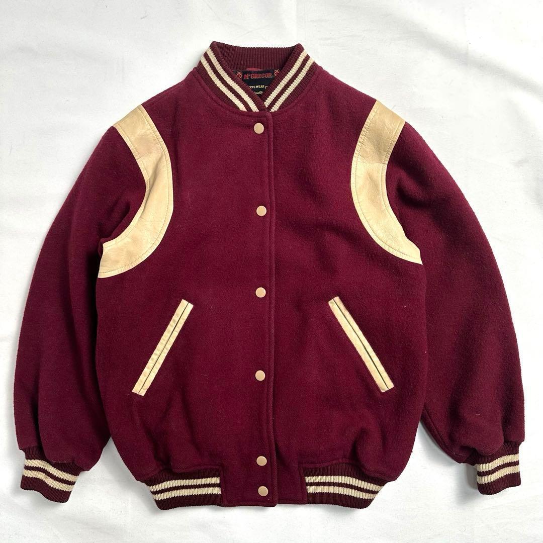 80s 90s McGREGOR テディジャケット 袖 肩 ライン スタジャン