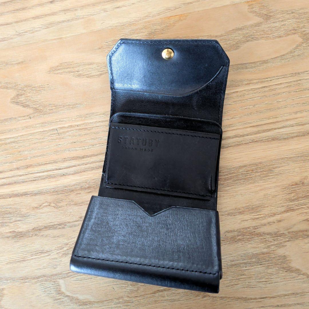 ステータシー　イルモード ミニ コンパクト3つ折り財布 ミニ財布 ネイビー 本革