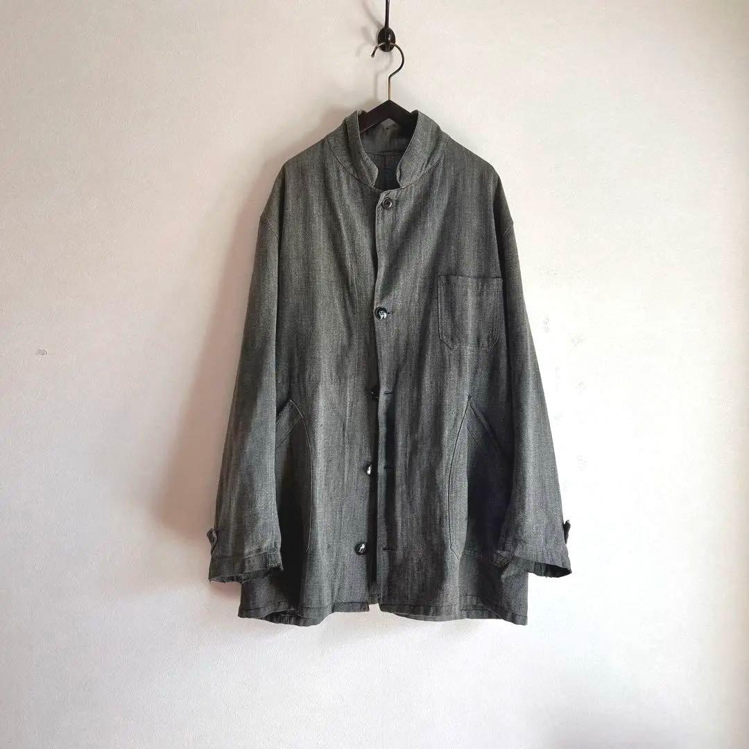 【1940s】アトリエコート ブラックシャンブレー 襤褸 ユーロ フランス