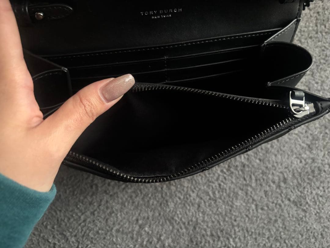 オ*リ様 Tory Burch マットブラック チェーンウォレット ショルダーバ