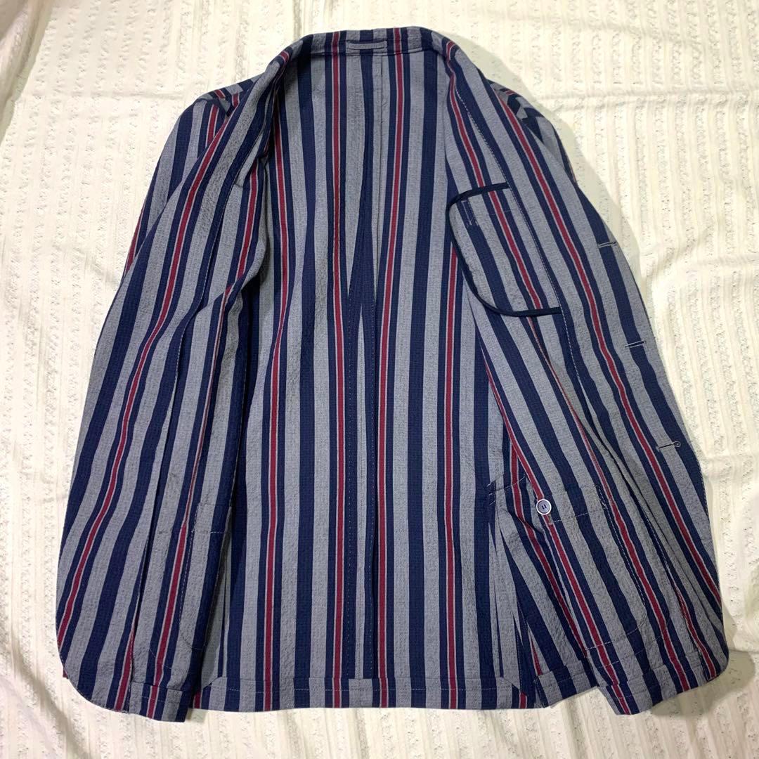 ⭐︎最高級　ラルディーニ　段返り　ジャケット　ブートニエール　シアサッカー　ウール