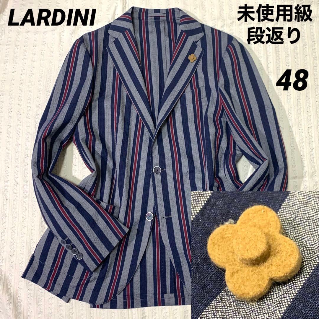 ⭐︎最高級　ラルディーニ　段返り　ジャケット　ブートニエール　シアサッカー　ウール