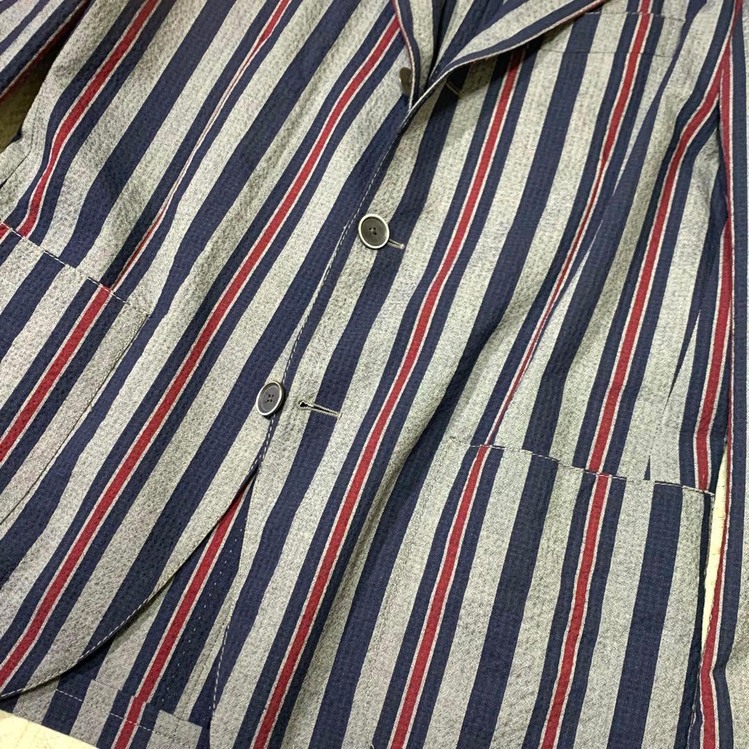 ⭐︎最高級　ラルディーニ　段返り　ジャケット　ブートニエール　シアサッカー　ウール