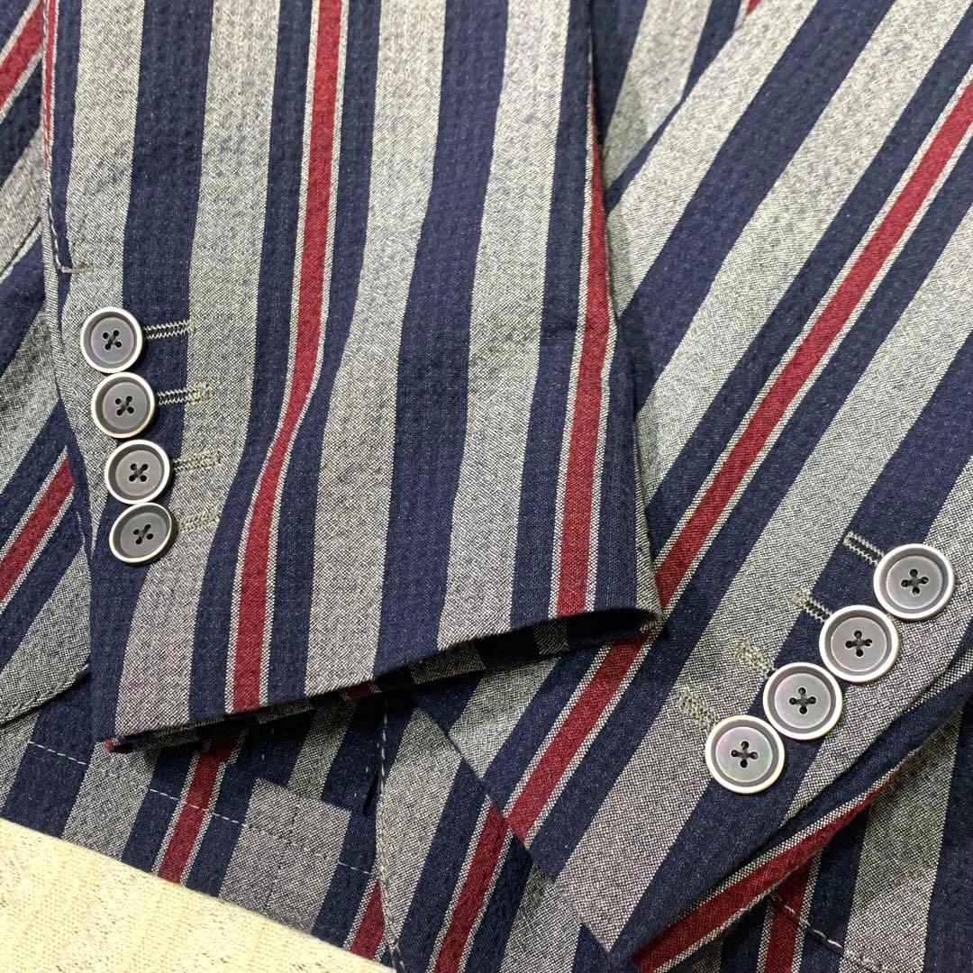 ⭐︎最高級　ラルディーニ　段返り　ジャケット　ブートニエール　シアサッカー　ウール