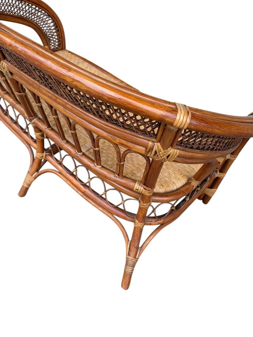 S*Y様 【美品】ラタンソファ 二人掛け チェア 藤製 アンティーク