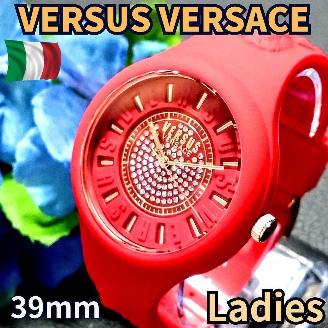 新品 ベルサーチ腕時計レディース レッド ラバー セレブ＆スポーティー ミラノ€