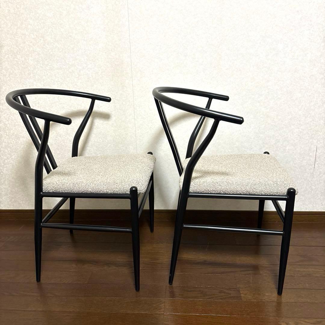 【美品】ハーフアームチェア ２脚セット ダイニングチェア