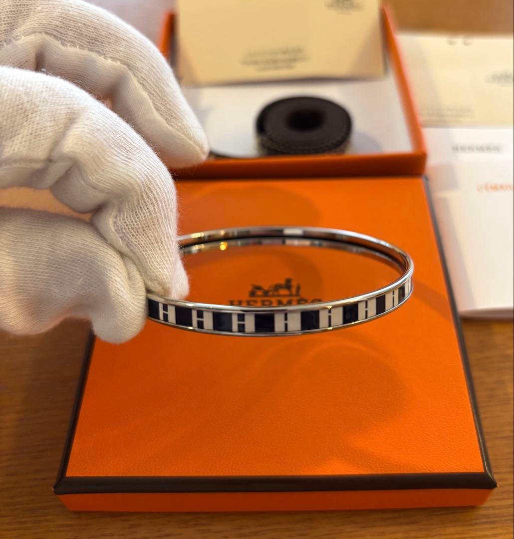 【美品】HERMES エルメス　バングル　エマイユ/OP'H リラ×マリン