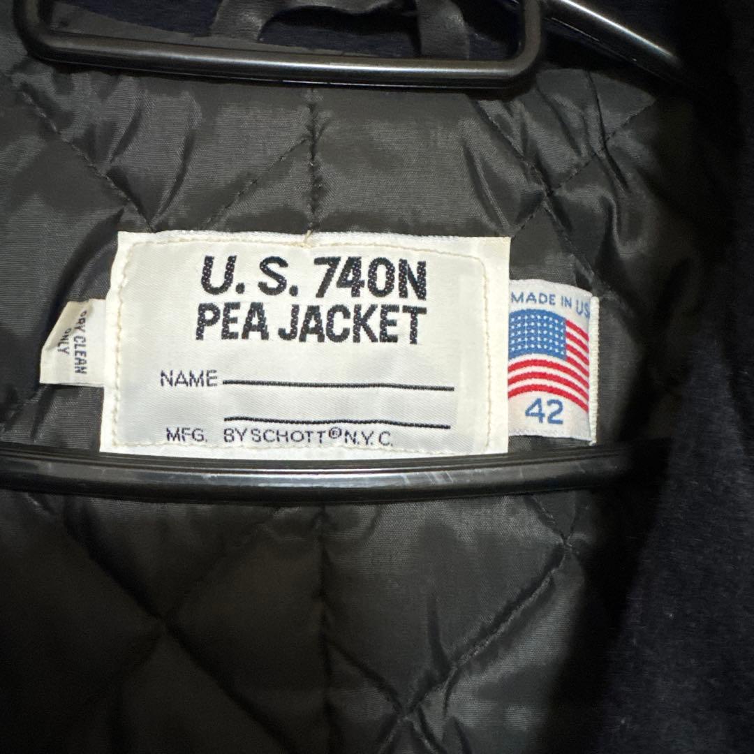 未使用級XLショット ピーコート キルティング ダブルブレスト U.S 740N