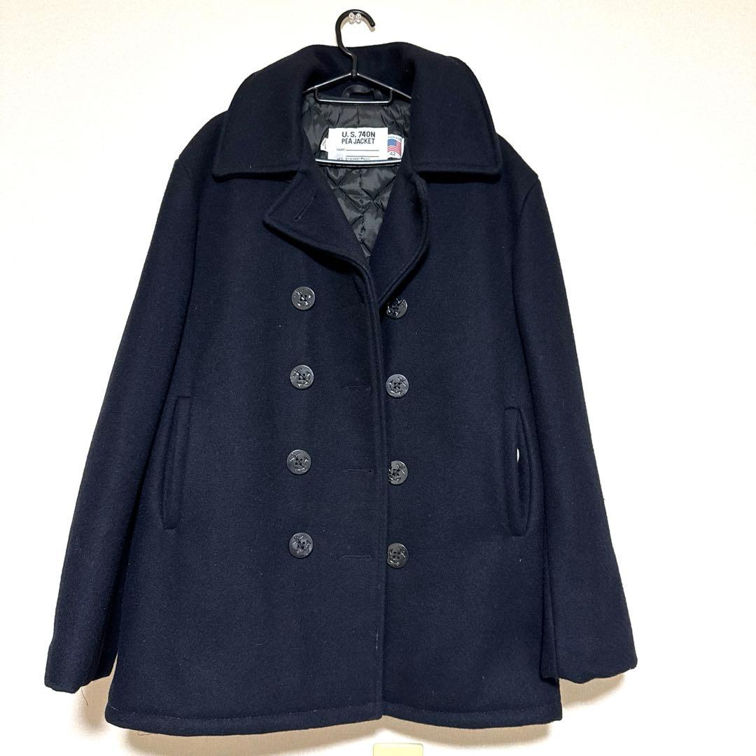 未使用級XLショット ピーコート キルティング ダブルブレスト U.S 740N