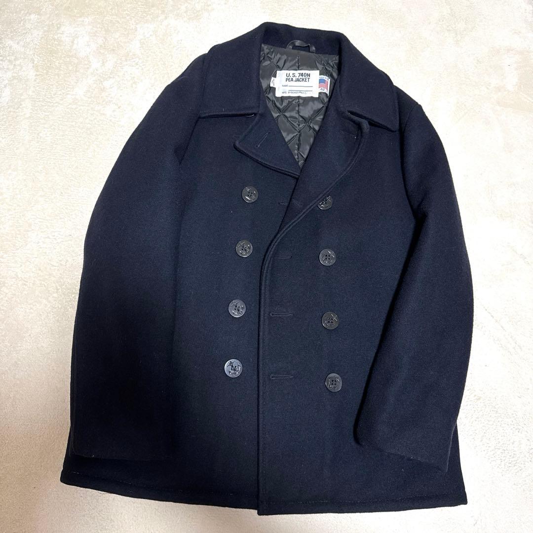 未使用級XLショット ピーコート キルティング ダブルブレスト U.S 740N