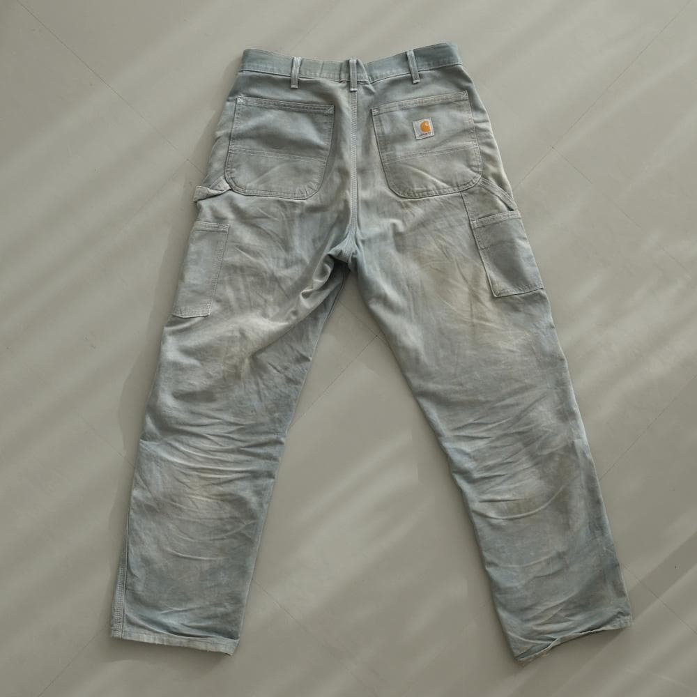 は*ふ様 USA製 carhartt ダブルニー ペインターパンツ ブルーグレー