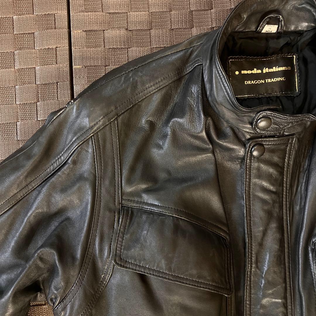 g1 a2 レザー フライトジャケット ボンバー 短丈 黒 スタンドカラー L