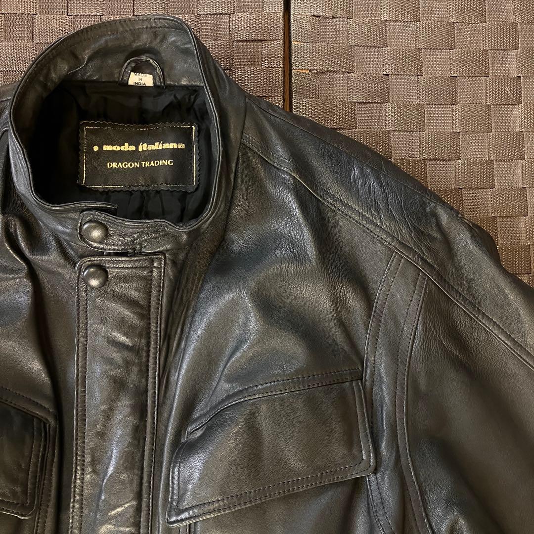 g1 a2 レザー フライトジャケット ボンバー 短丈 黒 スタンドカラー L