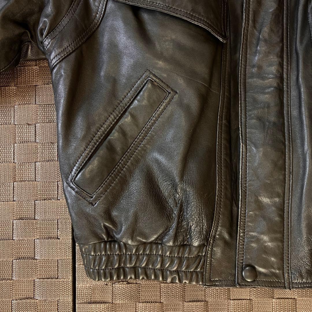 g1 a2 レザー フライトジャケット ボンバー 短丈 黒 スタンドカラー L