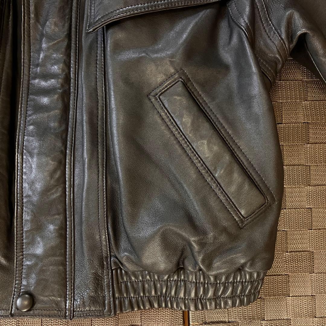 g1 a2 レザー フライトジャケット ボンバー 短丈 黒 スタンドカラー L