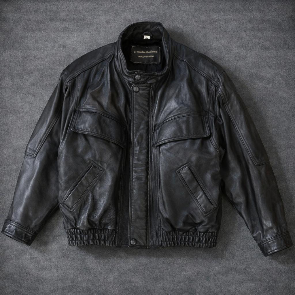 g1 a2 レザー フライトジャケット ボンバー 短丈 黒 スタンドカラー L