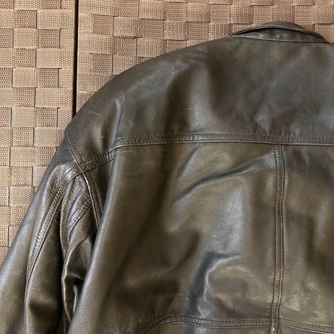 g1 a2 レザー フライトジャケット ボンバー 短丈 黒 スタンドカラー L