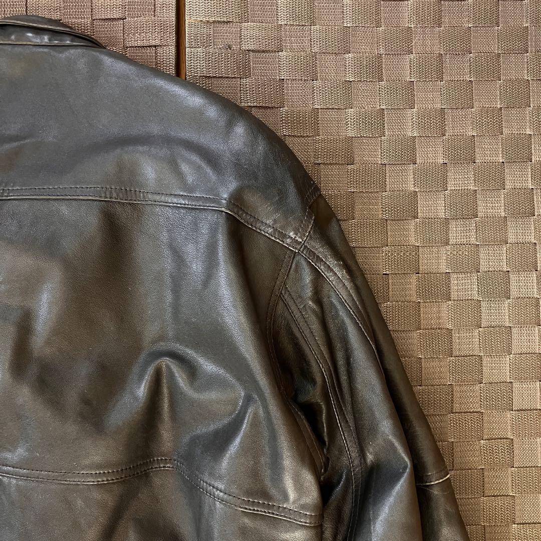 g1 a2 レザー フライトジャケット ボンバー 短丈 黒 スタンドカラー L