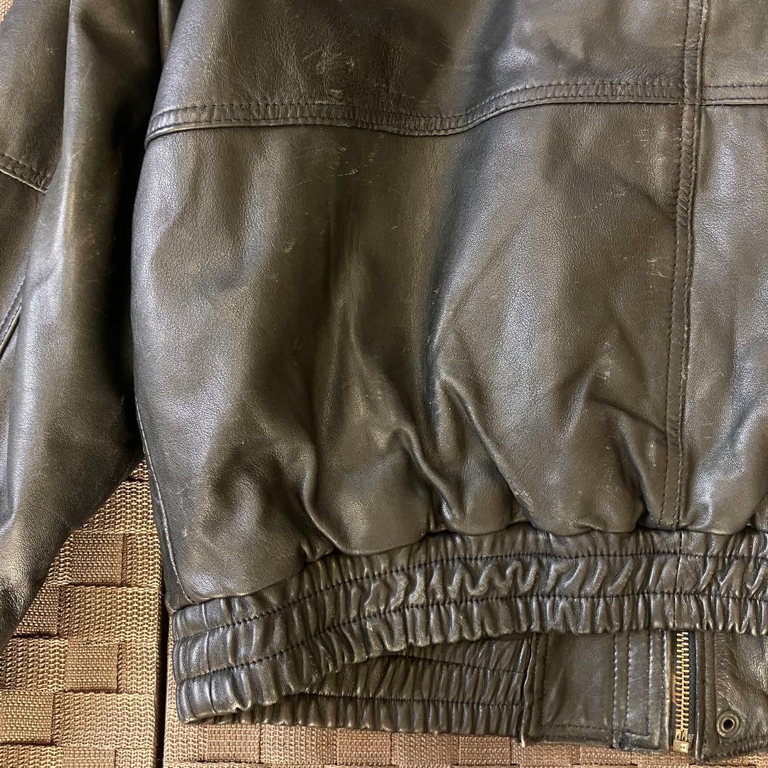 g1 a2 レザー フライトジャケット ボンバー 短丈 黒 スタンドカラー L