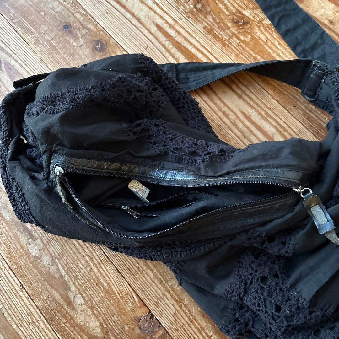 Y's ヨウジヤマモト　ショルダーバッグ　ブラック　黒　エンブロイダリー