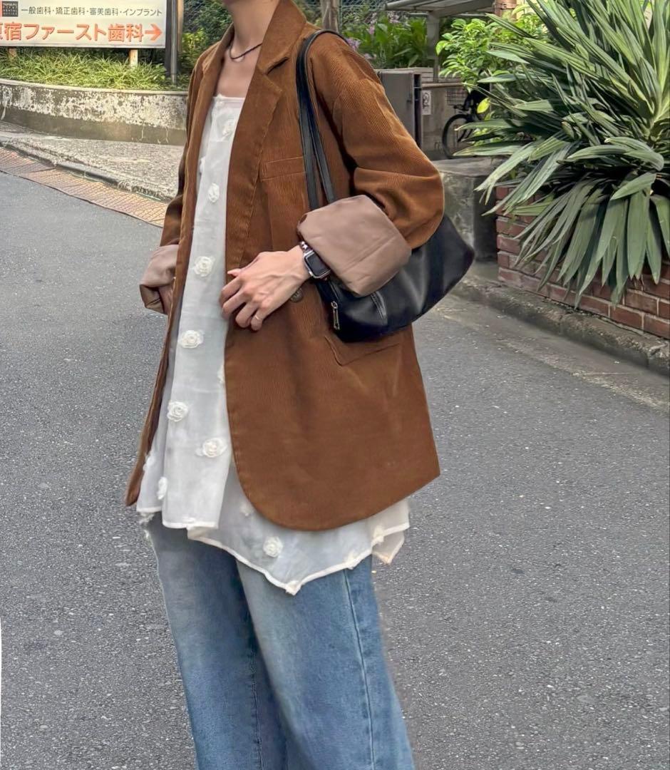 DISCOAT ユニセックス　コーデュロイWブレストジャケット　キャメル