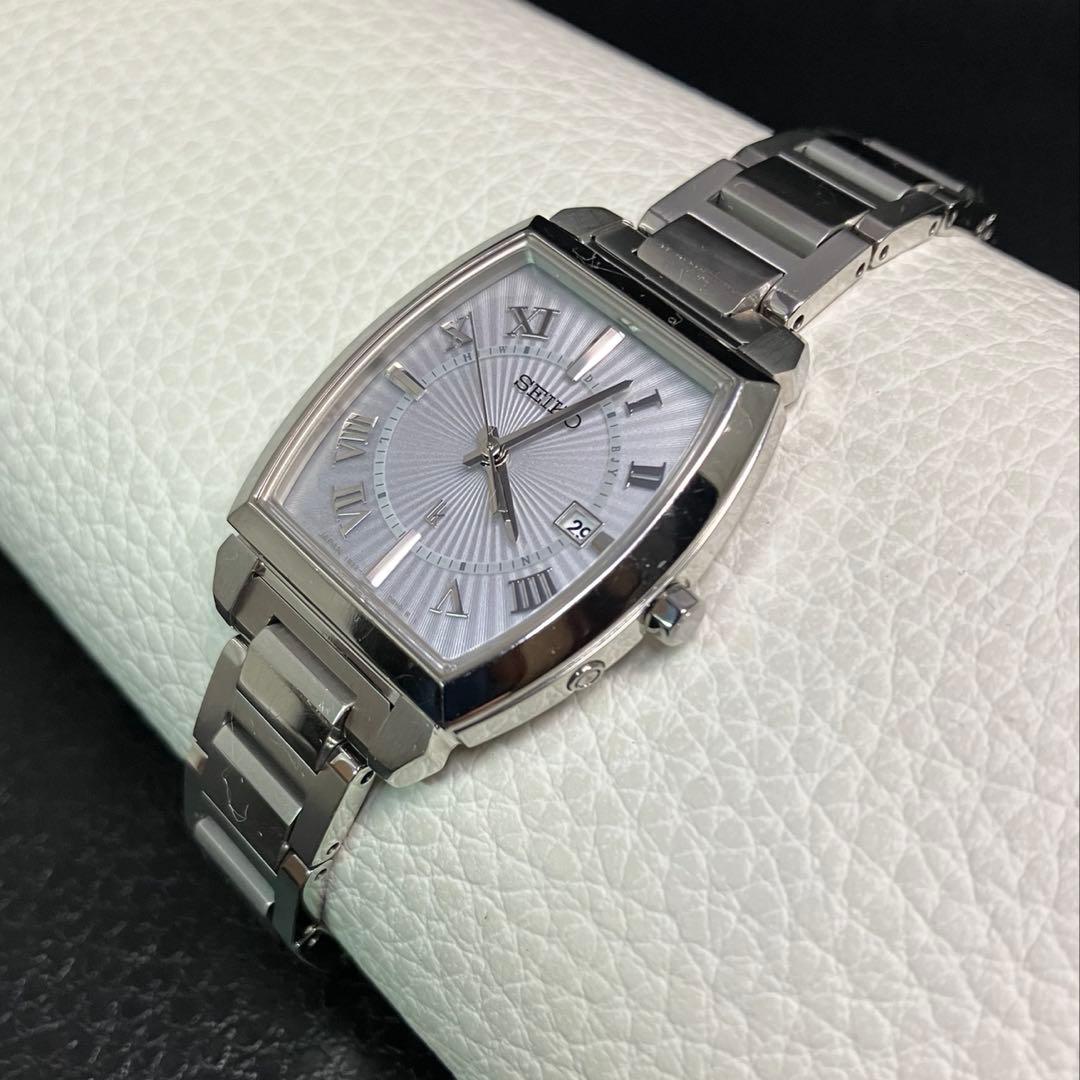 ◆美品◆ルキア チタン ソーラー 電波 セイコー レディース 腕時計 1B32