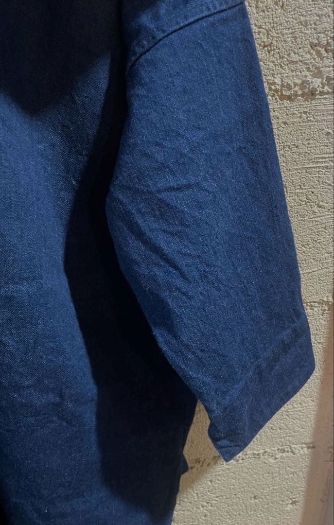 45R上質 インディゴ麦デニムフリルチュニック新品同様　ONEONEシリーズ