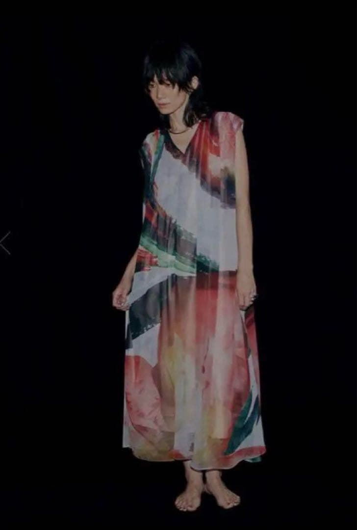 ワンピース AMERI vintage2WAY ART PRINT SHEER DRESS
