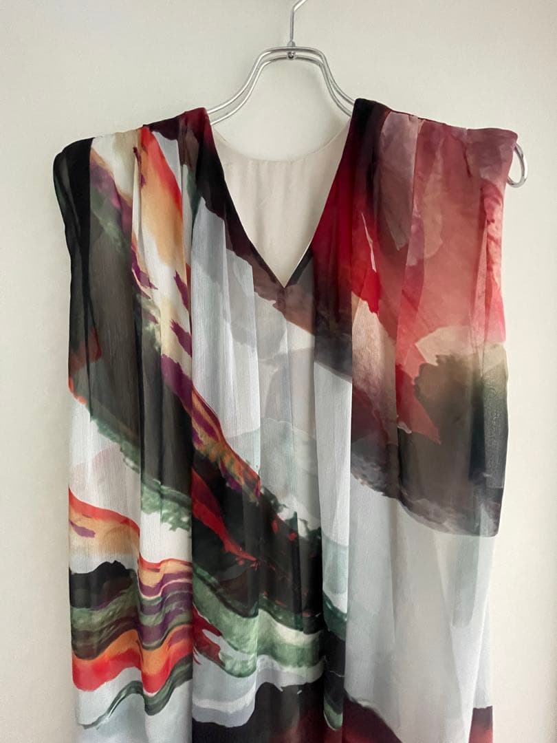 ワンピース AMERI vintage2WAY ART PRINT SHEER DRESS