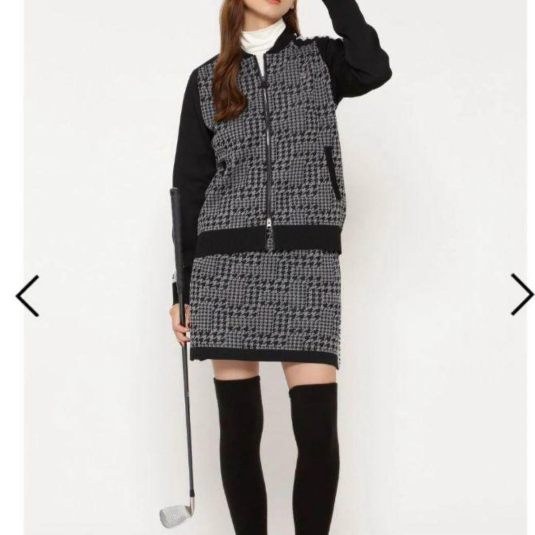 マスターバニー14G 天竺度詰めジャガード千鳥柄ブルゾン黒×白サイズ1