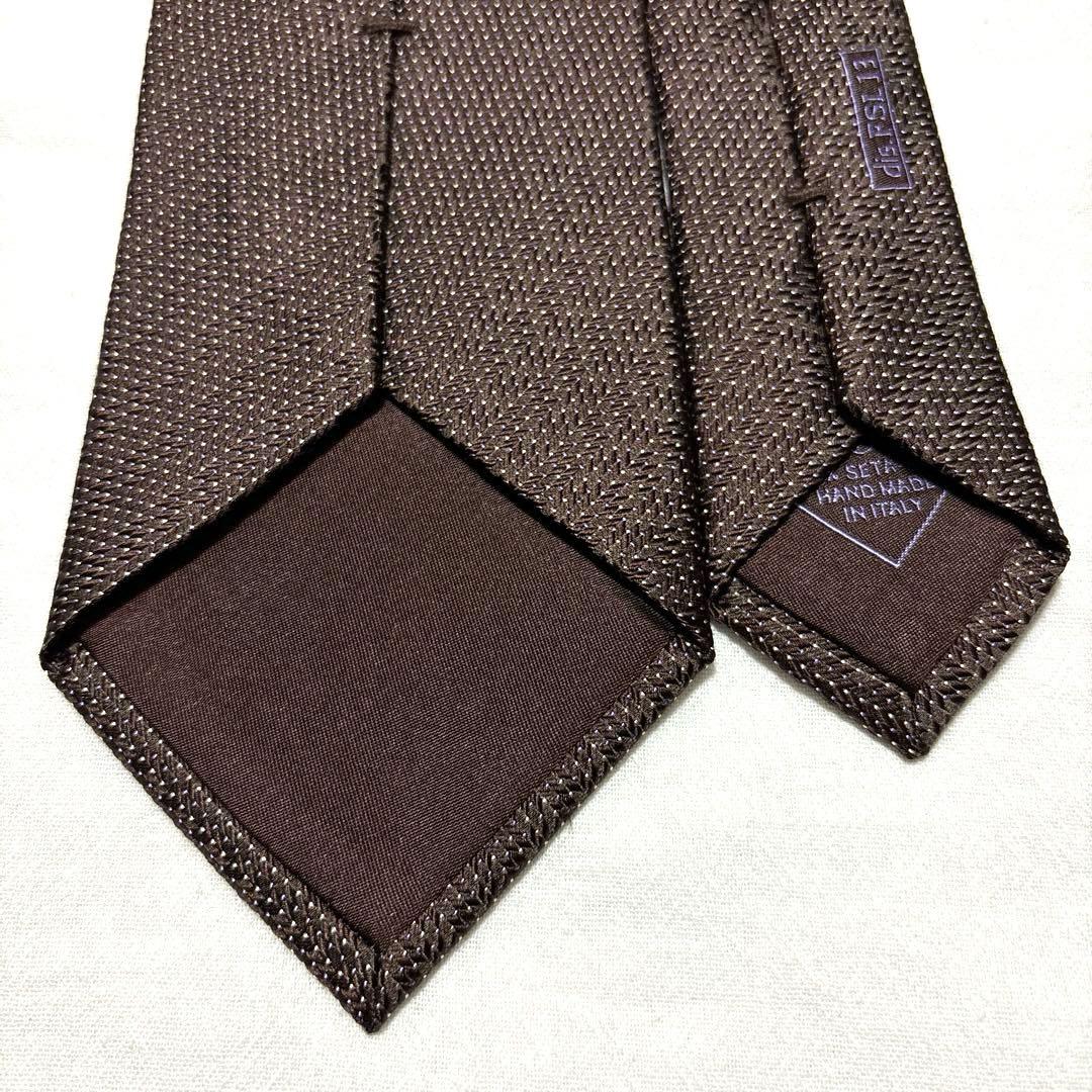 極美品　Brioni ブリオーニ　ネクタイ　ブラウン　ドット　ジャガード　光沢