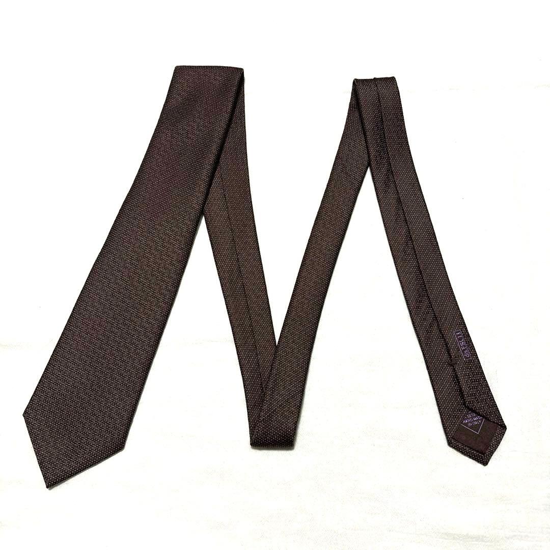 極美品　Brioni ブリオーニ　ネクタイ　ブラウン　ドット　ジャガード　光沢