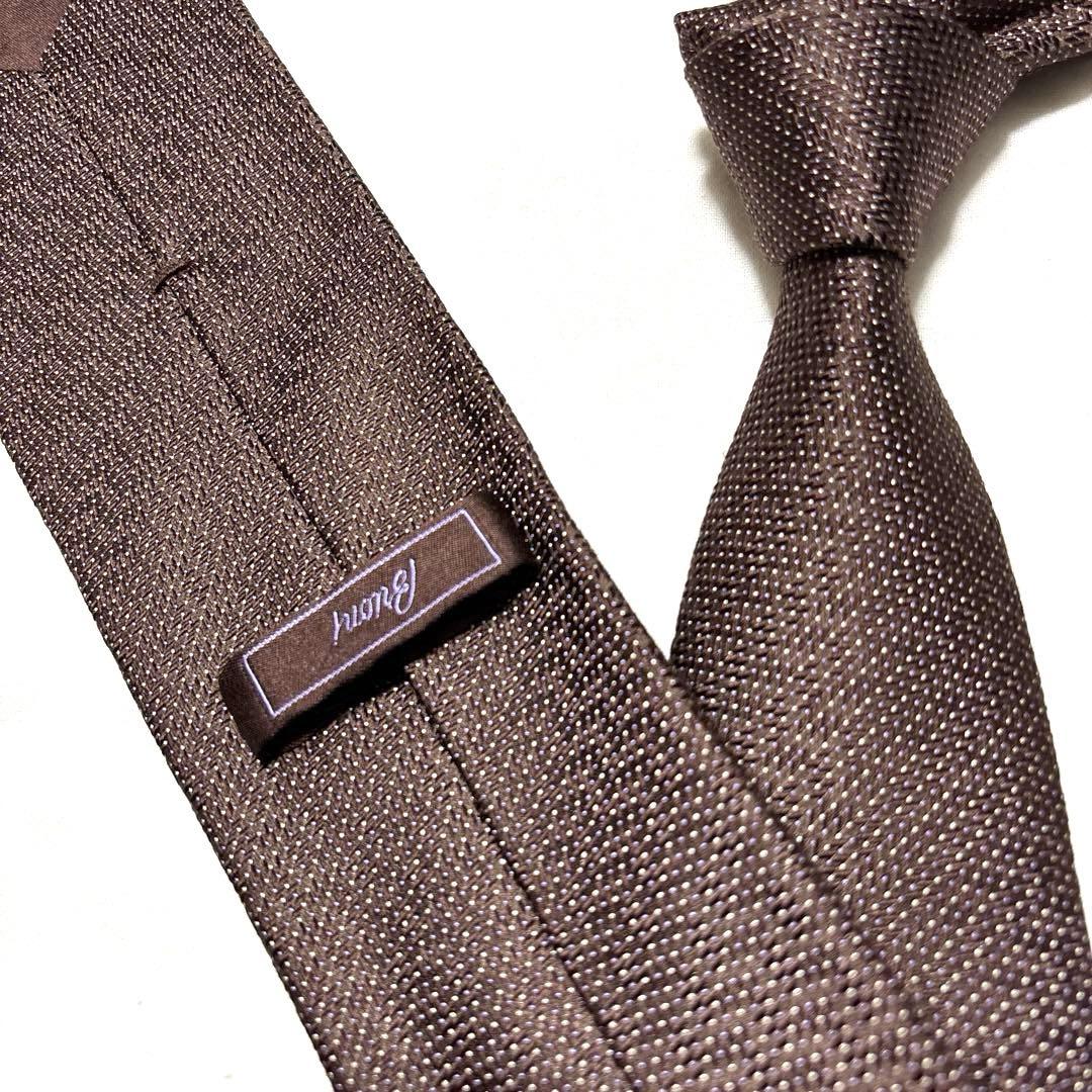 極美品　Brioni ブリオーニ　ネクタイ　ブラウン　ドット　ジャガード　光沢